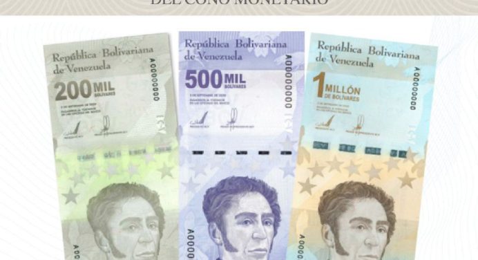 BCV amplió el cono monetario vigente con tres nuevos billetes