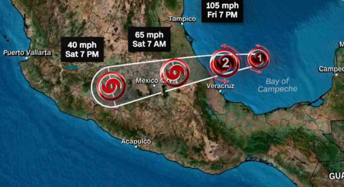 Grace avanza tierra adentro por el este de México con lluvia y viento