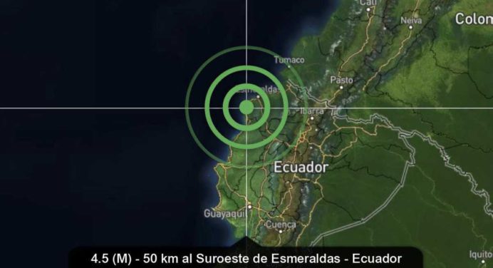 Costas de Ecuador registró sismo de magnitud 3,57