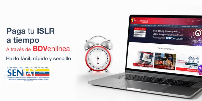 Banco de Venezuela facilita pago del ISLR en su plataforma BDVenlínea