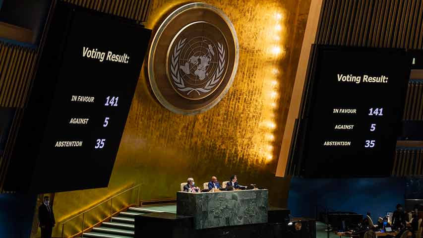 Asamblea General de la ONU condena la invasión rusa de Ucrania