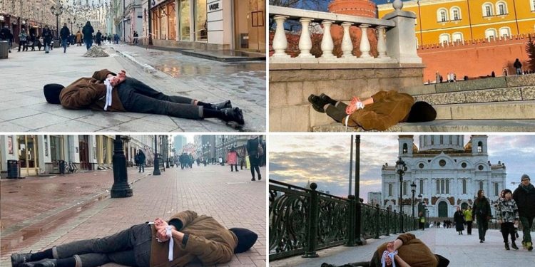 Artista ruso recreó en Moscú la masacre de Bucha (+FOTOS)