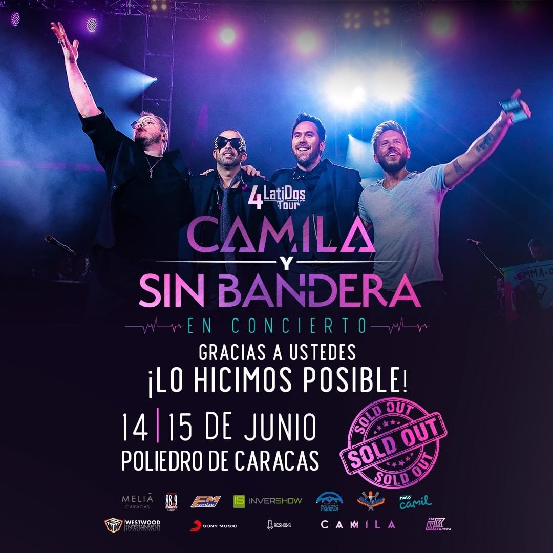 Camila y Sin Bandera agotan la segunda fecha de su concierto en Caracas