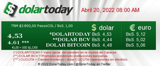 dolartoday en venezuela precio del dolar este miercoles 20 de abril de 2022 laverdaddemonagas.com dolartoday en venezuela6