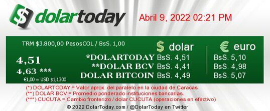 dolartoday en venezuela precio del dolar sabado 9 de abril de 2022 laverdaddemonagas.com dolartoday en venezuela 090422