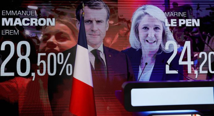 Macron gana la primera vuelta de la elección presidencial en Francia con 27.85% de votos