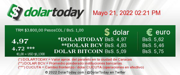dolartoday en venezuela precio del dolar sabado 21 de mayo de 2022 laverdaddemonagas.com dolartoday en venezuela 2105