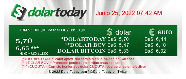 dolartoday en venezuela precio del dolar sabado 25 de junio de 2022 laverdaddemonagas.com doalrtoday