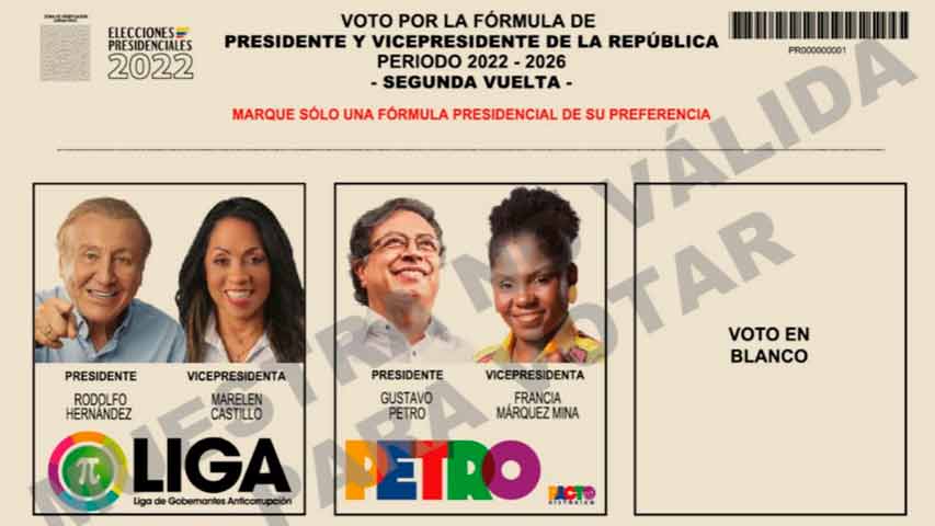 Presentan nueva boleta electoral para segunda vuelta en Colombia
