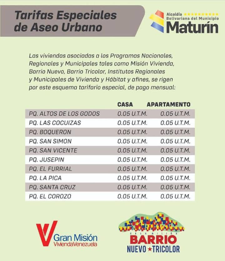 publicadas nuevas tarifas del aseo urbano en maturin laverdaddemonagas.com tarifa5