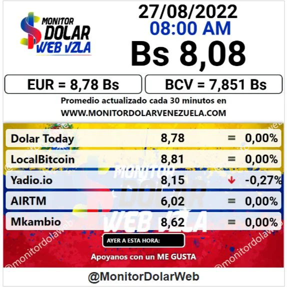 dolartoday en venezuela precio del dolar sabado 27 de agosto de 2022 laverdaddemonagas.com dolartoday en venezuela precio del dolar sabado 27 de agosto de 2022 laverdaddemonagas.com monitor1