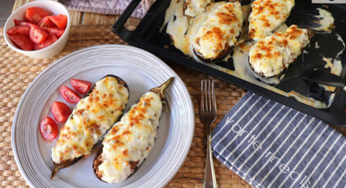 ¡Muy exquisito! Prepara berenjenas rellenas con carne molida en solo 4 pasos