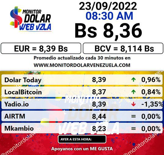 dolartoday en venezuela precio del dolar este viernes 23 de septiembre de 2022 laverdaddemonagas.com monitor2