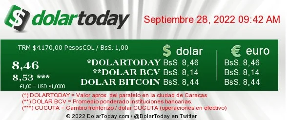 dolartoday en venezuela precio del dolar miercoles 28 de septiembre de 2022 laverdaddemonagas.com dolartoday en venezuela 2809