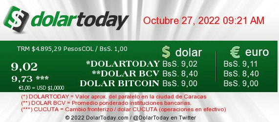 dolartoday en venezuela precio del dolar este jueves 27 de octubre de 2022 laverdaddemonagas.com dolartoday en venezuela98