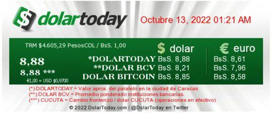dolartoday en venezuela precio del dolar jueves 13 de octubre de 2022 laverdaddemonagas.com dolartoday en venezuela 1310