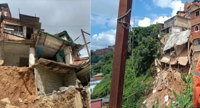 En Petare tres casas colapsaron tras desplomarse el muro de contención