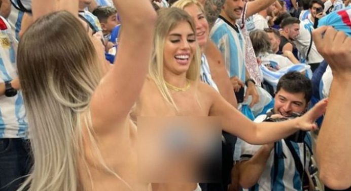 ¡Demasiada euforia! Mujer argentina presa por enseñar sus senos en la final de Qatar
