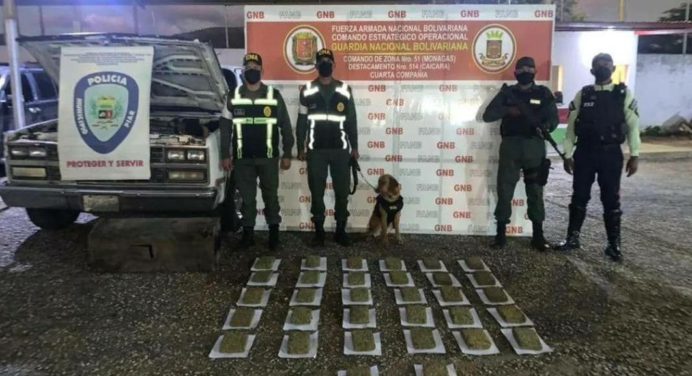¡En Guanaguana! Polipiar incautó 32 panelas de marihuana y detuvo a tres sujetos