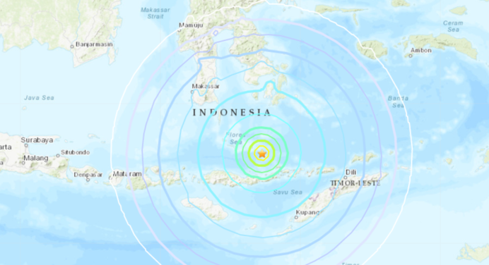 En Indonesia sismo de magnitud 5,9 golpea las aguas