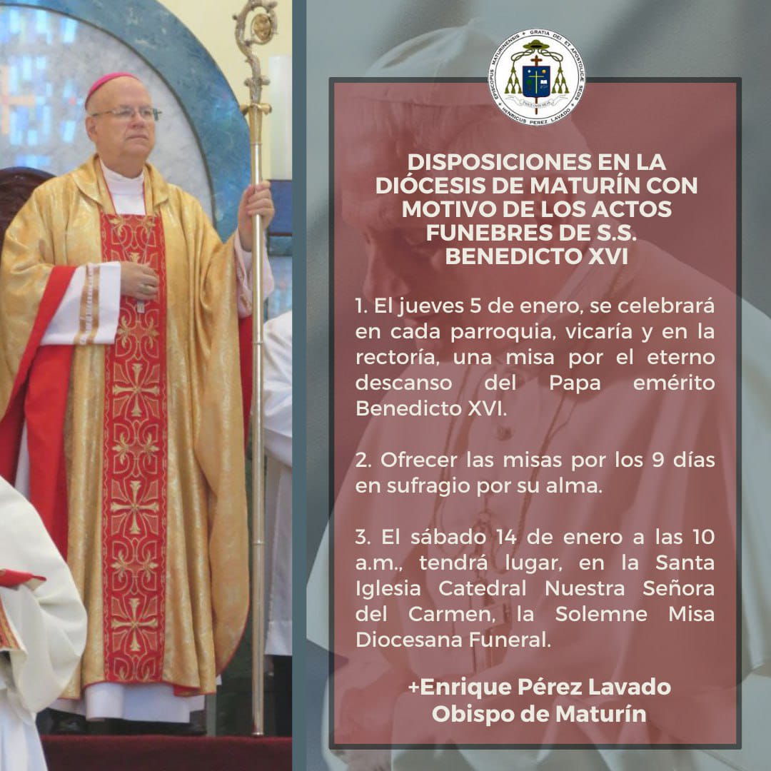 diocesis de maturin se une a actos funebres para honrar al papa emerito benedicto xvi laverdaddemonagas.com comunicado1
