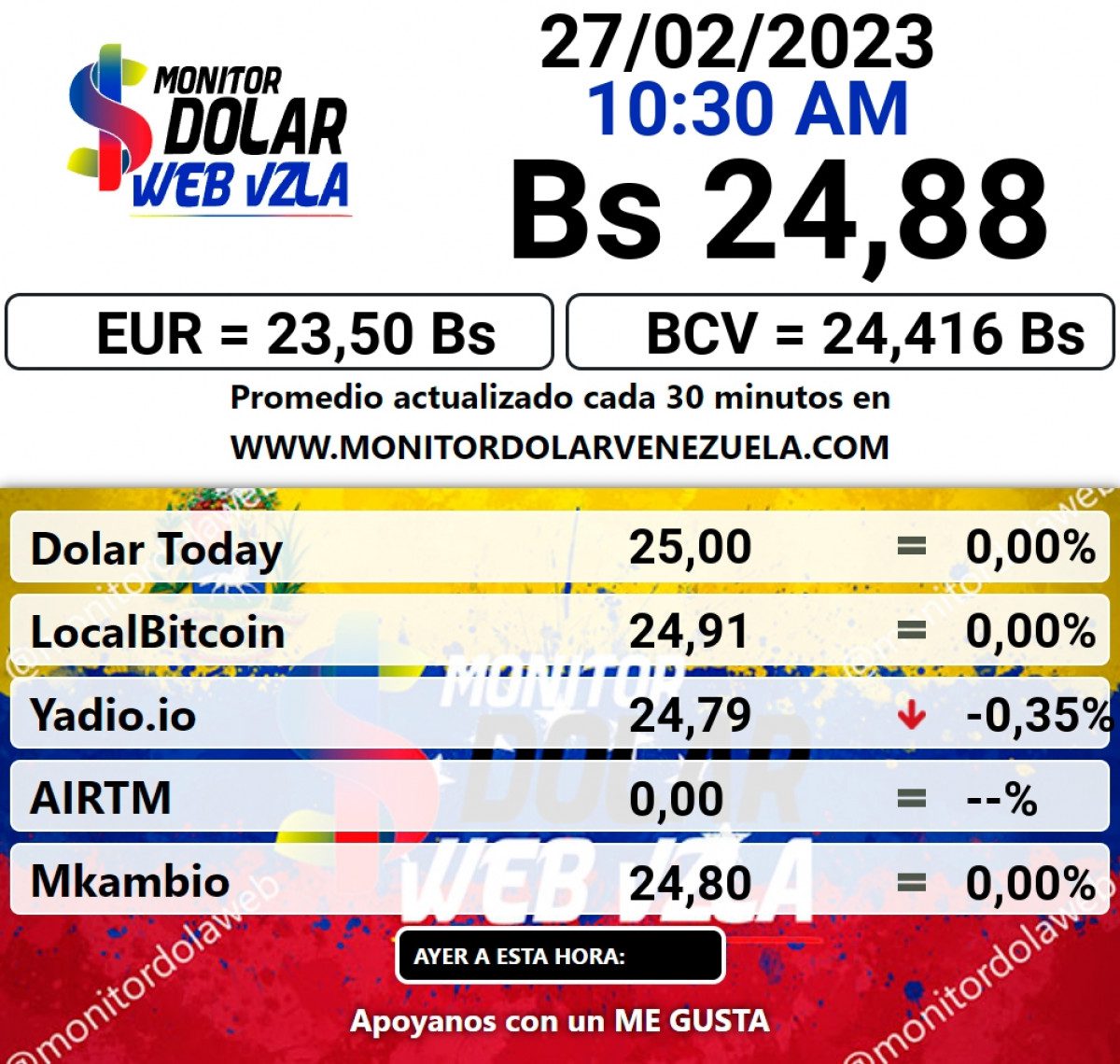 dolartoday en venezuela precio del dolar este lunes 27 de febrero de 2023 laverdaddemonagas.com monitor89898