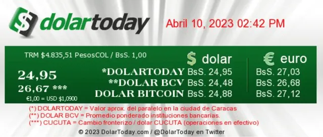 dolartoday en venezuela precio del dolar este lunes 10 de abril de 2023 laverdaddemonagas.com dolartoday en venezuela1