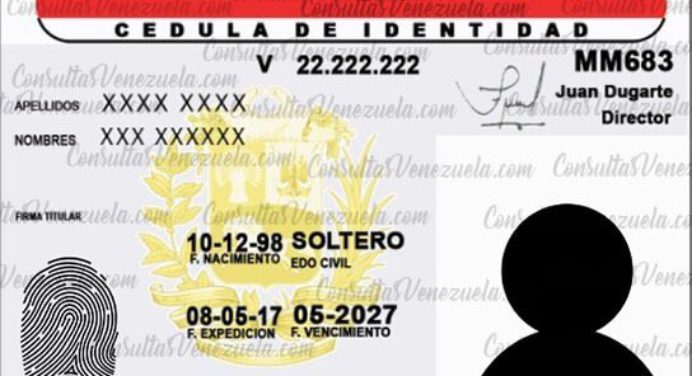 Mira cómo será la nueva cédula de identidad venezolana