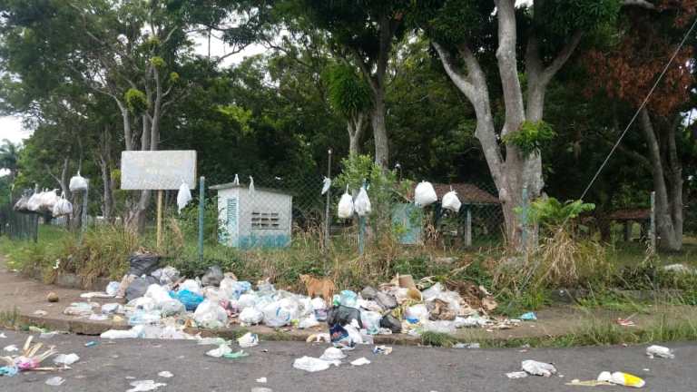 Calle principal de Las Cocuizas amaneció repleta de basura
