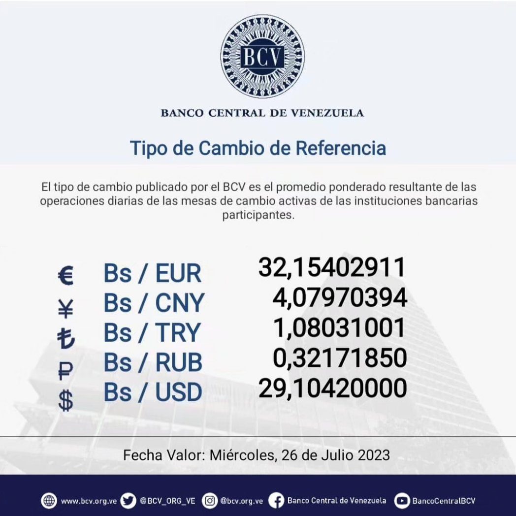 dolartoday en venezuela precio del dolar este miercoles 26 de julio de 2023 laverdaddemonagas.com bcv