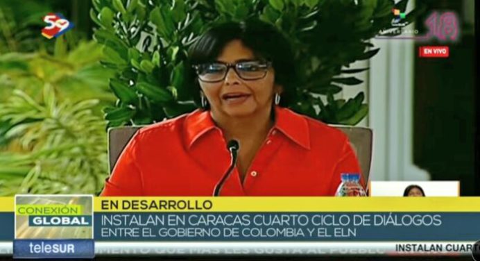 Delcy Rodríguez instala en Venezuela cuarto ciclo de diálogos entre el Gobierno de Colombia y el ELN