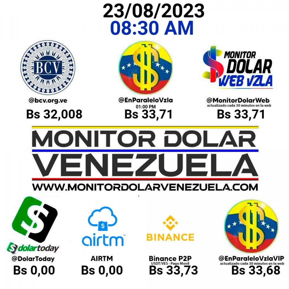 dolartoday en venezuela precio del dolar este miercoles 23 de agosto de 2023 laverdaddemonagas.com monitor0