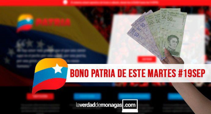 ¡No lo peles! Este bono PATRIA sigue activo este 19 de septiembre (Monto)