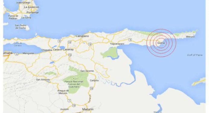 Noroeste de Güiria fue sacudido por sismo de magnitud 3.1 este martes 26-sep
