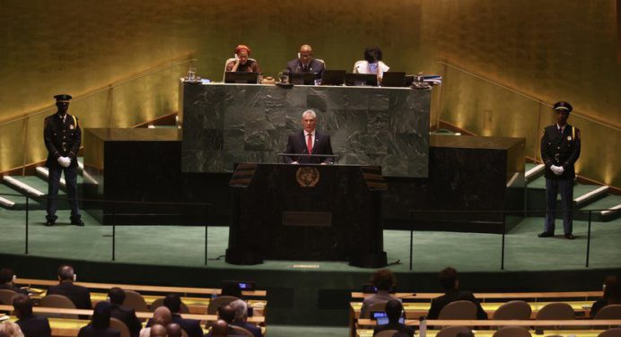 Presidente Miguel Díaz-Canel solicitó ante la ONU fin de sanciones para Cuba, Venezuela y Nicaragua