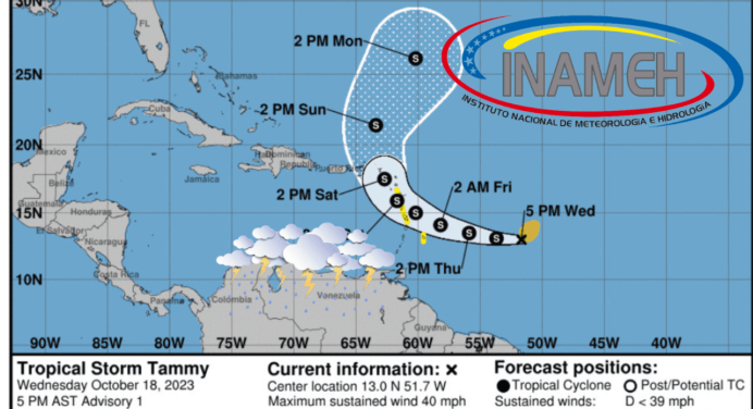 ¡Alerta de lluvias! El huracán Tammy afectará diversas zonas de Venezuela este 21-oct