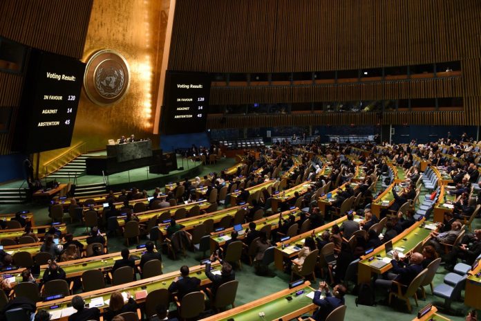 Asamblea General de la ONU pide cese de la guerra en Gaza