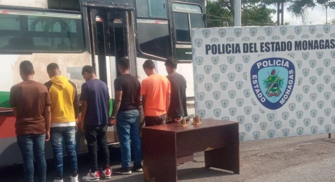 Polimonagas frustró robo en autobús y detuvo a seis sujetos en Guanaguana