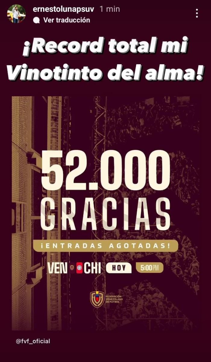 somos 52 mil almas agotadas las entradas para el juego venezuela chile laverdaddemonagas.com boletos11212