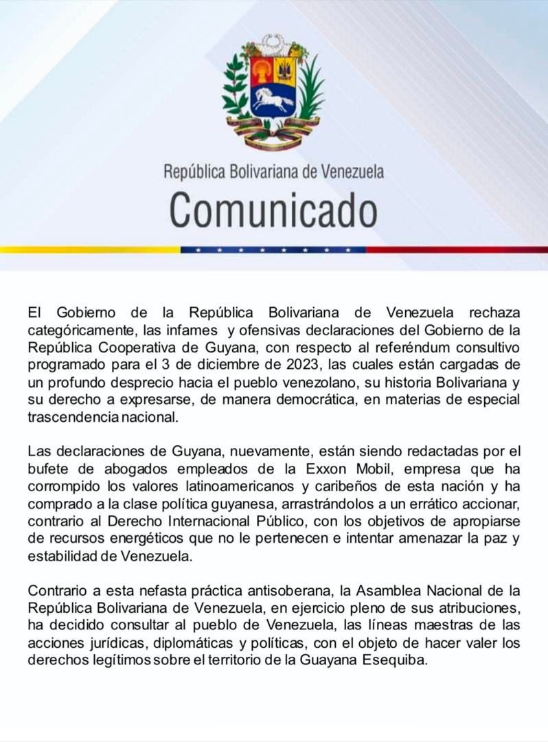 venezuela rechaza criticas de guyana sobre el referendo del esequibo laverdaddemonagas.com comunicado oficial caso guyana1