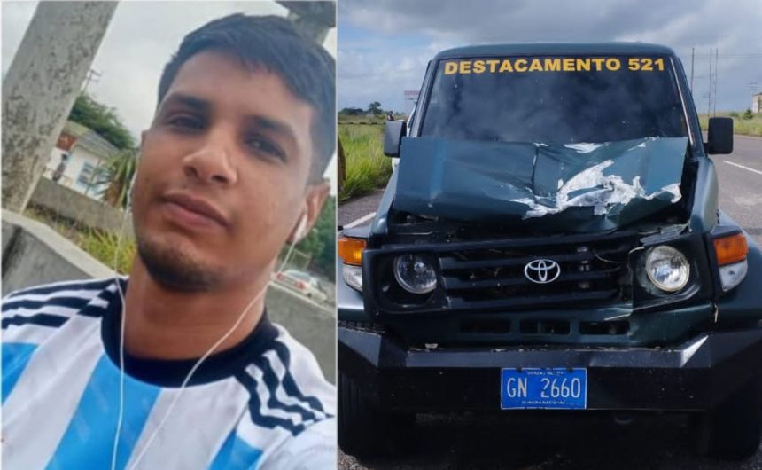 Joven murió arrollado por un vehículo de la GNB