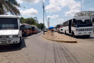 Largas colas de buses y carritos por gasolina