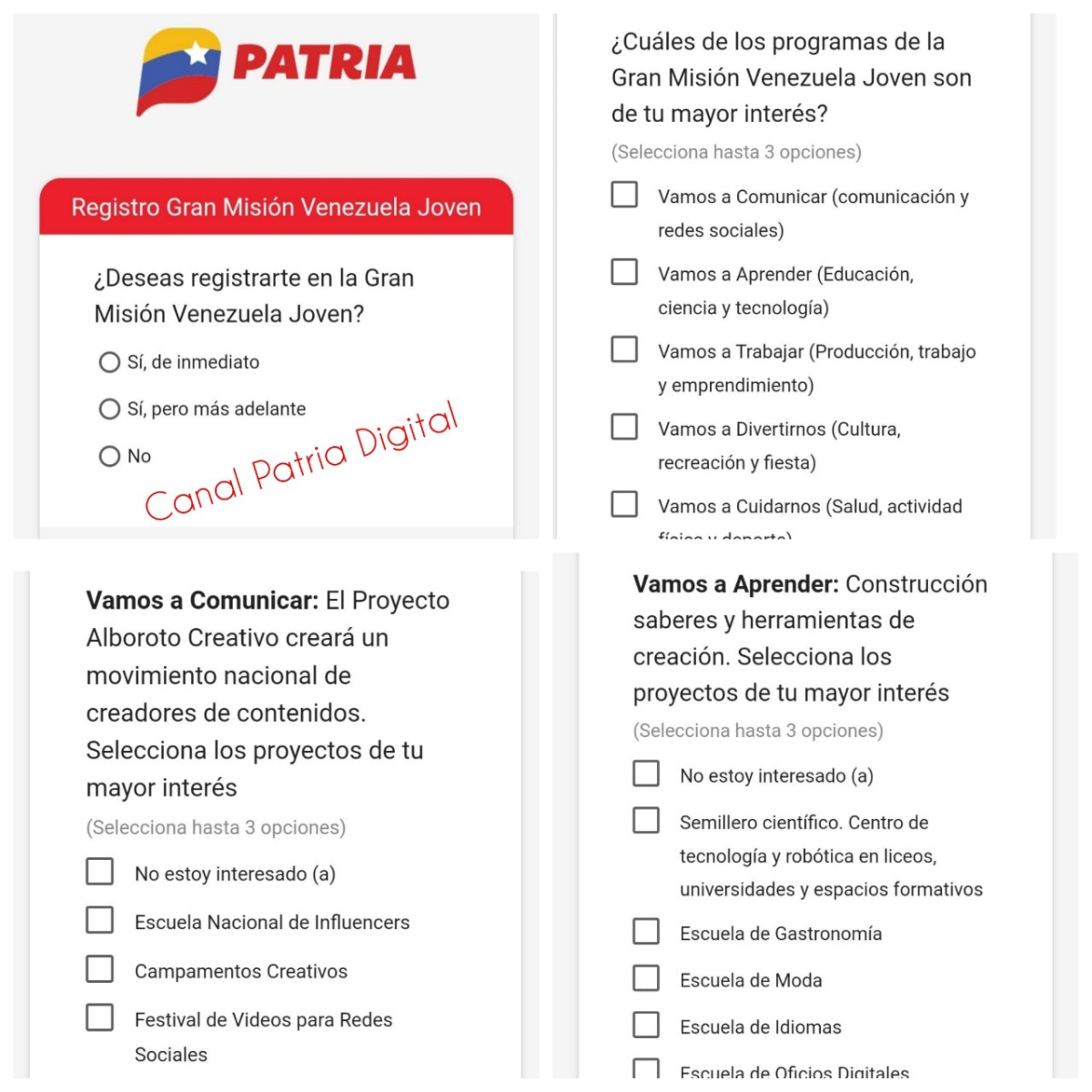Sistema Patria activó el registro de la Gran Misión Venezuela Joven
