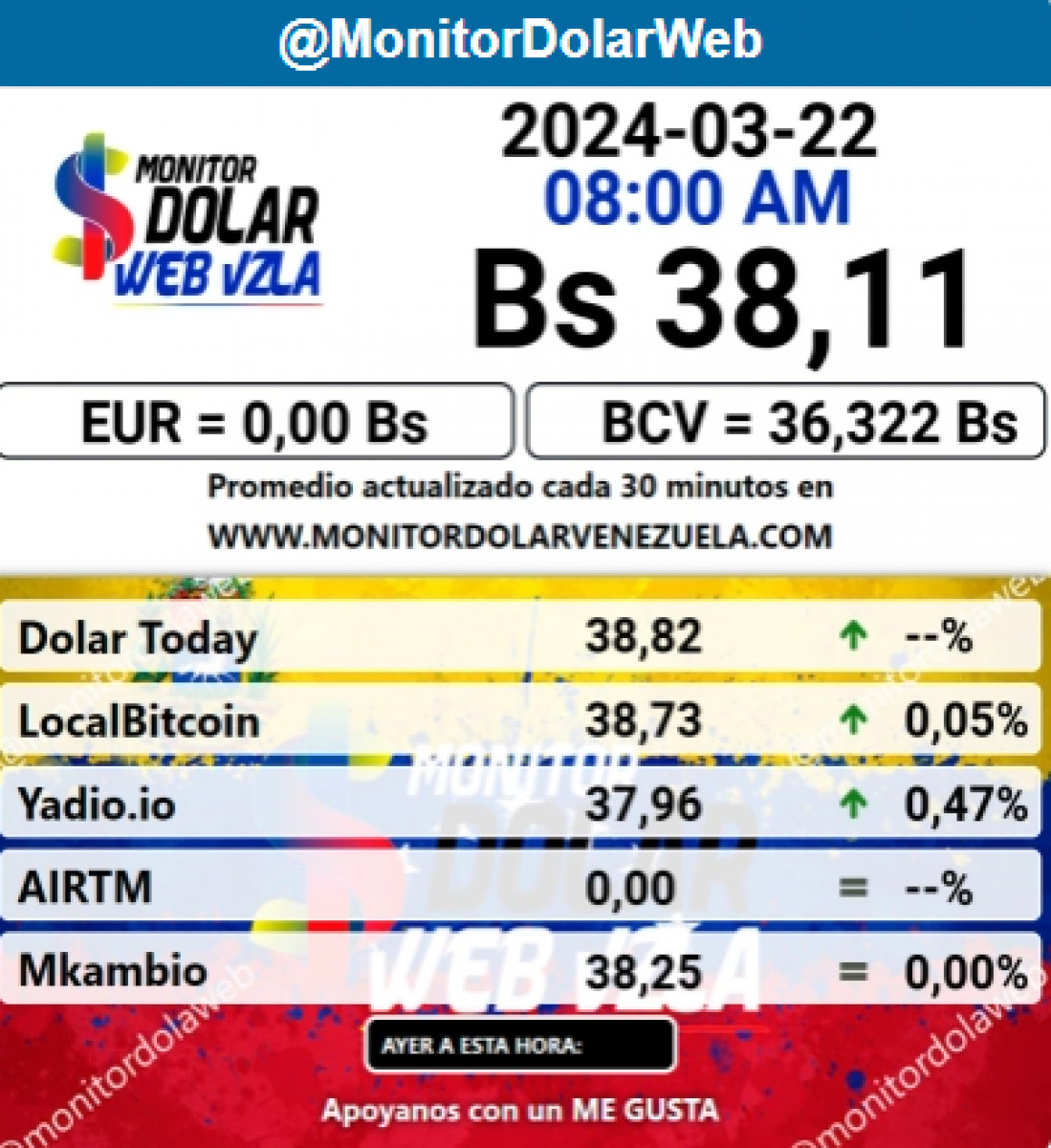 dolartoday en venezuela precio del dolar este viernes 22 de marzo de 2024 laverdaddemonagas.com monitor dolar 2323