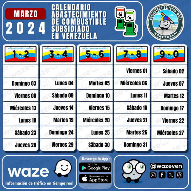 Gasolina subsidiada con calendario