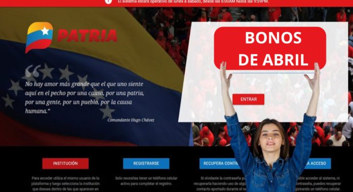 Prepárate para recibir los BONOS PATRIA del 1 al 10 de abril