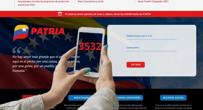 Activa HOY el 3532 de PATRIA y anótate 180 bolívares YA