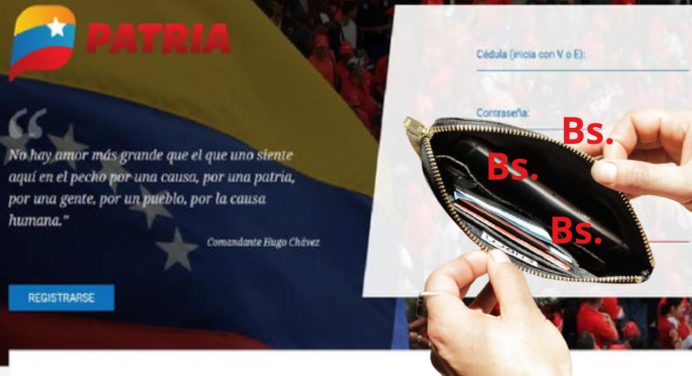 En billetera con BONO de 600 bolívares por PATRIA