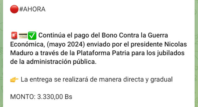 nuevo bono patria de bs 3 330 cobra facil el subsidio aqui laverdaddemonagas.com image