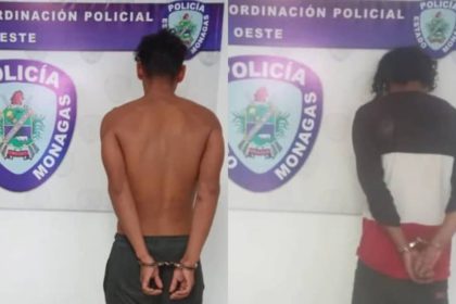 Polimonagas detiene a dos sujetos por porte ilícito de armas